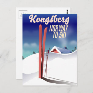 Carte Postale Poster de voyage de ski en Norway Kongsberg.