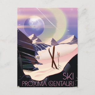Carte Postale Poster de voyage de ski Proxima Centauri