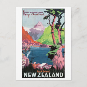 Carte Postale Poster de voyage de South Island Nouvelle-Zélande