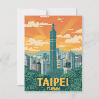 Carte Postale Poster de voyage de Taipei vintage Taiwan