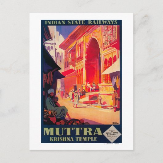 Carte Postale Poster de voyage du temple Muttra Krishna (Devant)