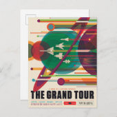 Carte Postale Poster de Voyage Espace Rétro - Système Solaire Gr (Devant / Derrière)