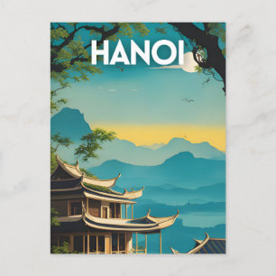 Carte Postale Poster de voyage Hanoi Retro