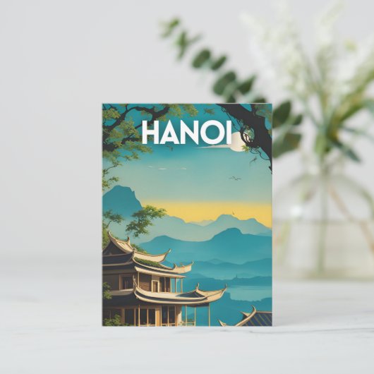 Carte Postale Poster de voyage Hanoi Retro (Debout devant)