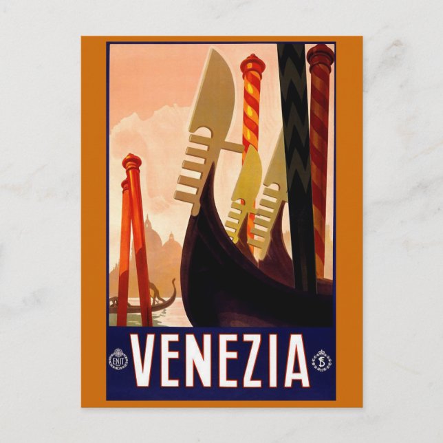 Carte Postale Poster de voyage italien Vintage "Venise" (Devant)