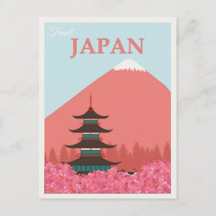 Carte Postale Poster de voyage Japon Vintage Mont Fuji
