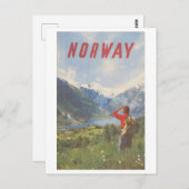 Carte Postale Poster de voyage Norvège vintage (Devant / Derrière)