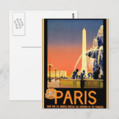 Carte Postale poster de voyage Paris vintage (Devant / Derrière)