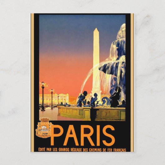 Carte Postale poster de voyage Paris vintage (Devant)