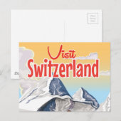 Carte Postale poster de voyage Ski Suisse (Devant / Derrière)