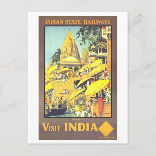 Carte Postale Poster de voyage vintage Benares India (Devant)