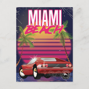 Carte Postale poster de voyage vintage de la plage de miami