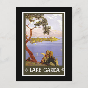 Carte Postale Poster de voyage Vintage italien "Lake Garda"