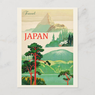 Carte Postale Poster de voyage vintage Japon Mont Fuji