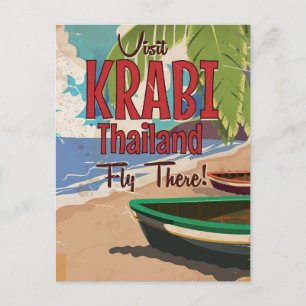 Carte Postale poster de voyage vintage Krabi Beach Thaïlande