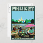 Carte Postale Poster de voyage vintage Phuket. (Devant / Derrière)