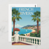 Carte Postale Poster de voyage vintage Riviera Beach (Devant / Derrière)