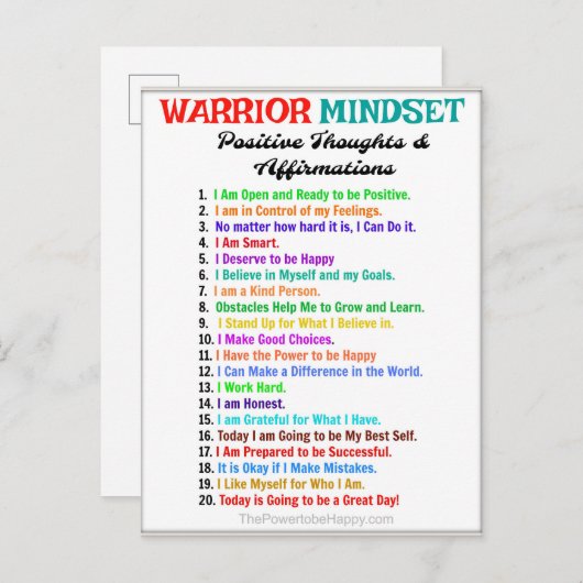 Carte Postale Poster des Affirmations Positives - L'état d'espri (Devant / Derrière)