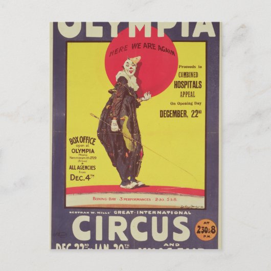 Carte Postale Poster du cirque Bertram Mills (Devant)
