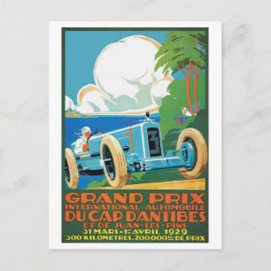 Carte Postale Poster du Grand Prix D'Antibes Casquette 1929
