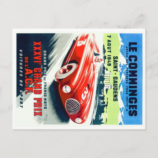 Carte Postale Poster du Grand Prix de France 1949 (Devant)