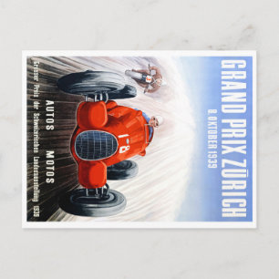 Carte Postale Poster du Grand Prix de Zurich 1939