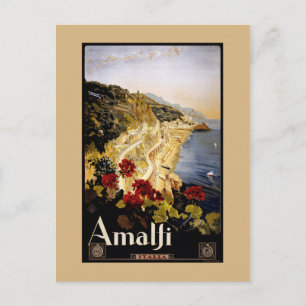 Carte Postale Poster du Vintage voyage de la côte d'Amalfi