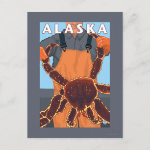 Carte Postale Poster du Vintage voyage King Crab and Fishman