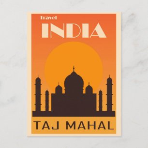 Carte Postale Poster du Vintage voyage Taj Mahal India