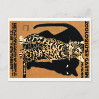 Carte Postale Poster du zoo Ludwig Hohlwein Leopard Munich 1912