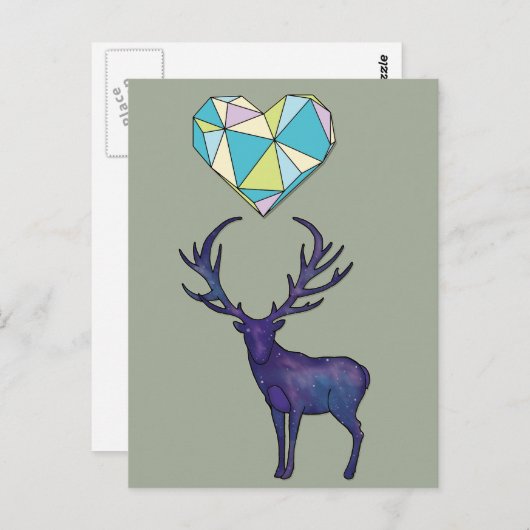 Carte Postale Poster Geo Deer Heart (Devant / Derrière)