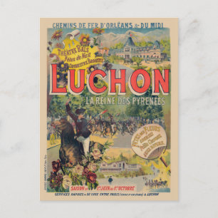 Carte Postale Poster Luchon France Vintage 1890