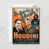 Carte Postale Poster magique vintage Houdini (Devant / Derrière)