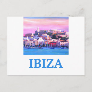 Carte Postale Poster rétro Ibiza Vieille ville et port