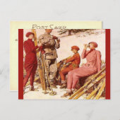 Carte Postale poster Ski vintage, Mode sur piste (Devant / Derrière)
