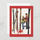 Carte Postale Poster Skis debout dans la neige par un couple (Devant / Derrière)