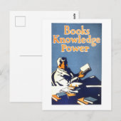 Carte Postale Poster vintage "Books Knowledge Power" (Devant / Derrière)