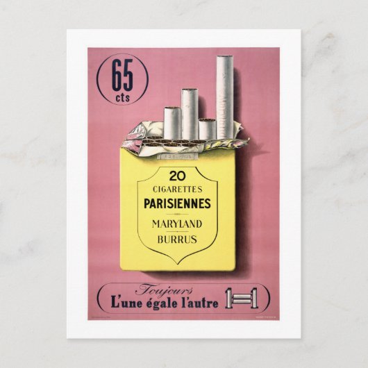 Carte Postale Poster vintage de cigarettes français restauré (Devant)