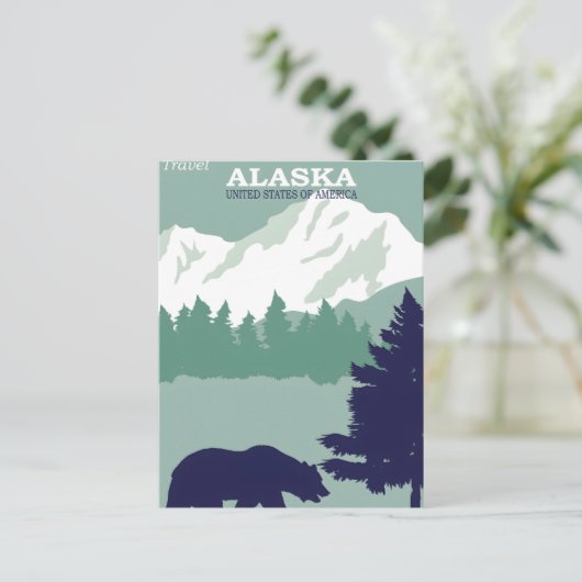Carte Postale Poster vintage de l'Alaska (Debout devant)