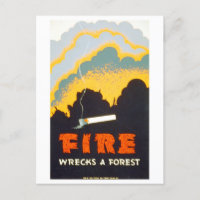 Poster vintage de l'APM : "Le feu détruit une forê