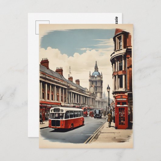 Carte Postale Poster vintage de Londres (Devant / Derrière)