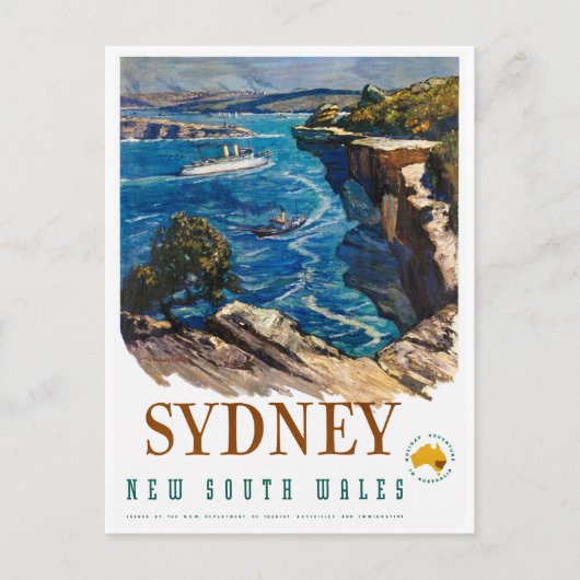 Carte Postale Poster vintage de Sydney Australie restauré (Devant)