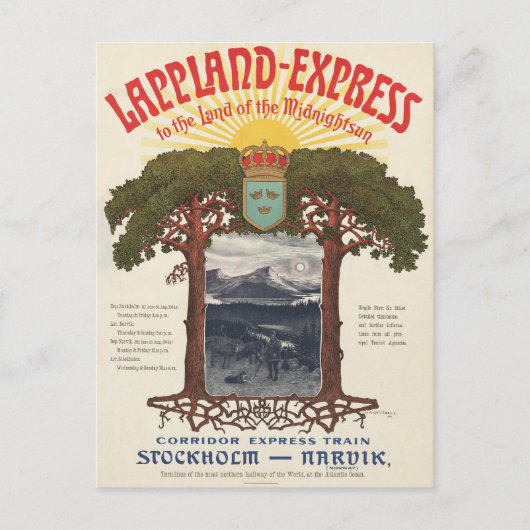 Carte Postale Poster vintage Du Train Lappland-Express (Devant)