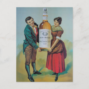 Carte Postale Poster vintage irlandais original au whisky, main