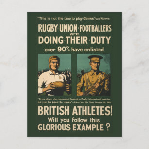 Carte Postale poster vintage : Les joueurs de rugby appellent au
