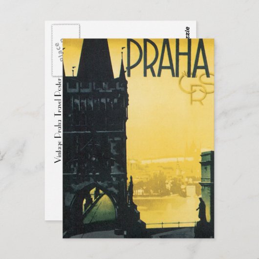Carte Postale Poster vintage Praha (Devant / Derrière)