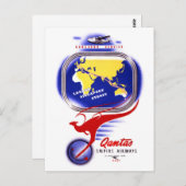 Carte Postale Poster vintage Qantas Empire Airways restauré (Devant / Derrière)