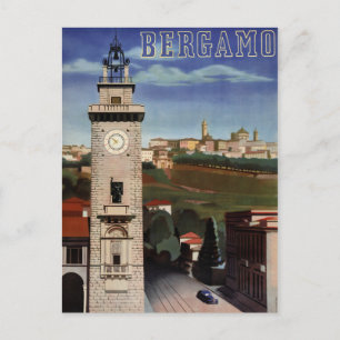 Carte Postale Poster Vintage voyage Bergamo restauré