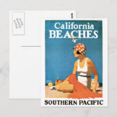 Carte Postale Poster Vintage voyage California Beach (Devant / Derrière)