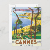 Carte Postale Poster Vintage voyage Cannes Côte d'Azur (Devant / Derrière)